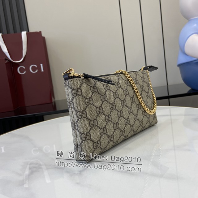 Gucci專櫃古馳最新款PVC配原廠牛皮鏈條包麻將包 jh1973型號：779791
